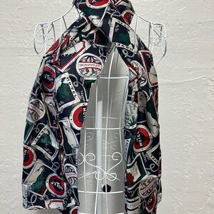 Axcess Multicolor Travel Themed Silk Scarf Vintage